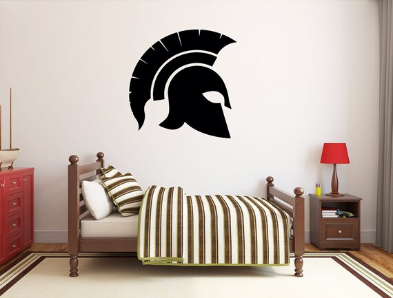 Spartan Warrior Helmet Wall Decal: Removable Gladiator Art GD1