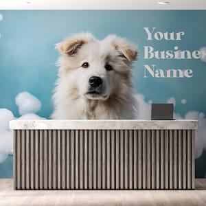 Pet Grooming Wall Graphics Peel and Stick Custom Wallpaper Dog Grooming Self Adhesive Removable Fabric Veterinary Clinic Mural PW408