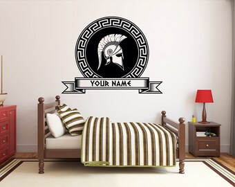 Personalized Spartan Helmet Wall Decal: Gladiator Warrior Decor GD11