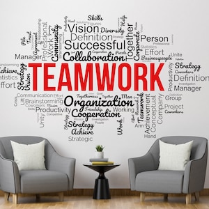 Teamwork Words Office Wall Decal Teamwork Quote Wall Sticker Office Decor Inspire Office Quote Motivation Idea Wall Art CUS243
