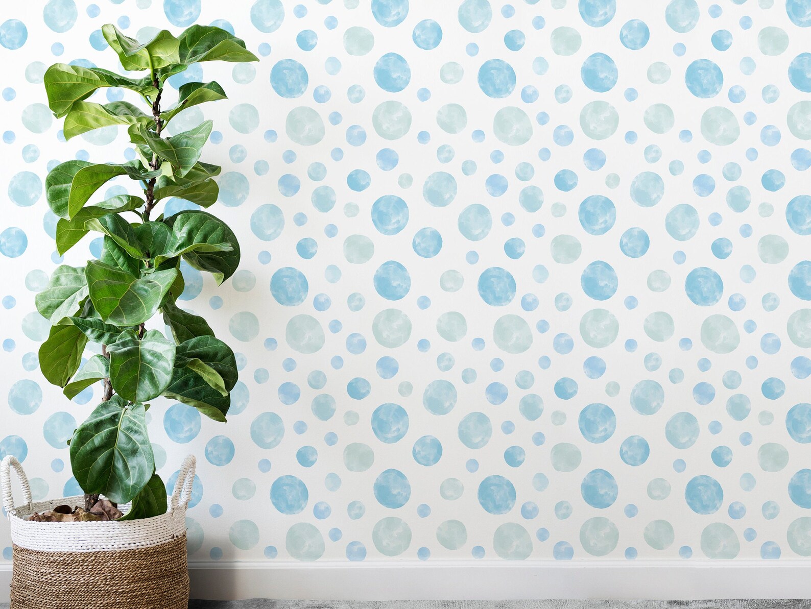 Watercolor Blue Polka Dot Peel and Stick Wallpaper Etsy