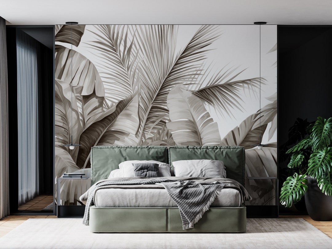 Jungle Leaves Mural | Peel & Stick Tropical Green Wallpaper | Removable ...