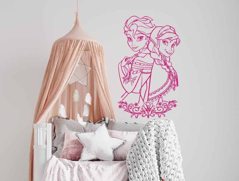 Princess Elsa and Anna Wall Decal Frozen Wall Decor Etsy