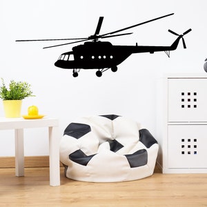 Helicopter Wall Decal: Removable Vinyl Sticker, Boys Room Decor HL2