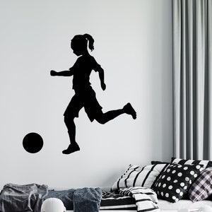 Girl Soccer Wall Decal | Soccer Player Wall Sticker | Soccer Wall Decor | sc12