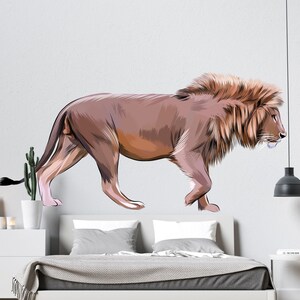 Calcomanía de pared de león / Adhesivo de pared de león a todo color / Decoración de pared de león TGC27