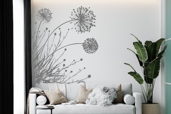 Dandelion Wall Decal Flower Wall Decal Dandelion Flower Wall Decor