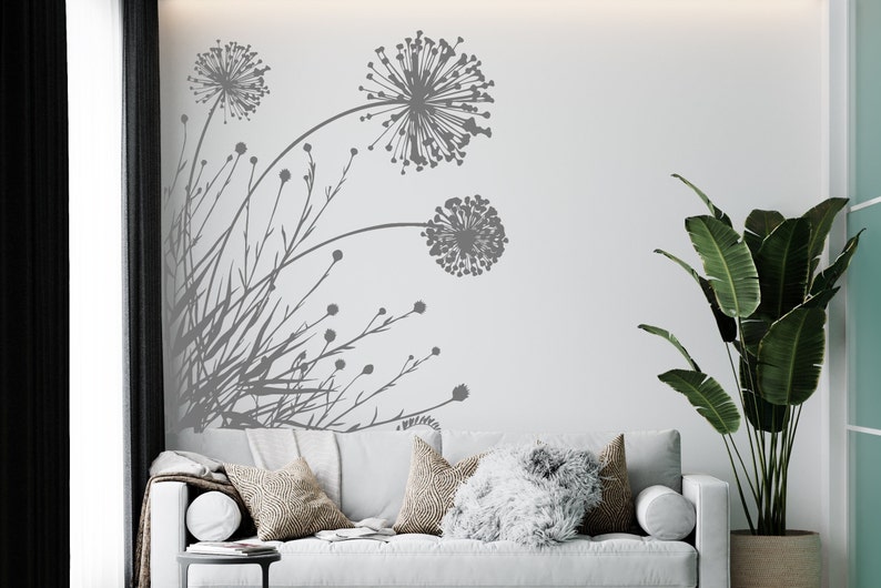 Dandelion Wall Decal Flower Wall Decal Dandelion Flower Etsy