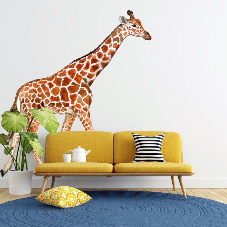Baby Giraffe Wall Decal for Safari Nursery Giraffe Wall Etsy