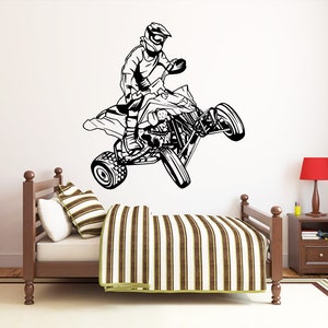 ATV Rider Wall Decal Quad Bike Wall Sticker 4 Wheeler Wall Decor 1615b