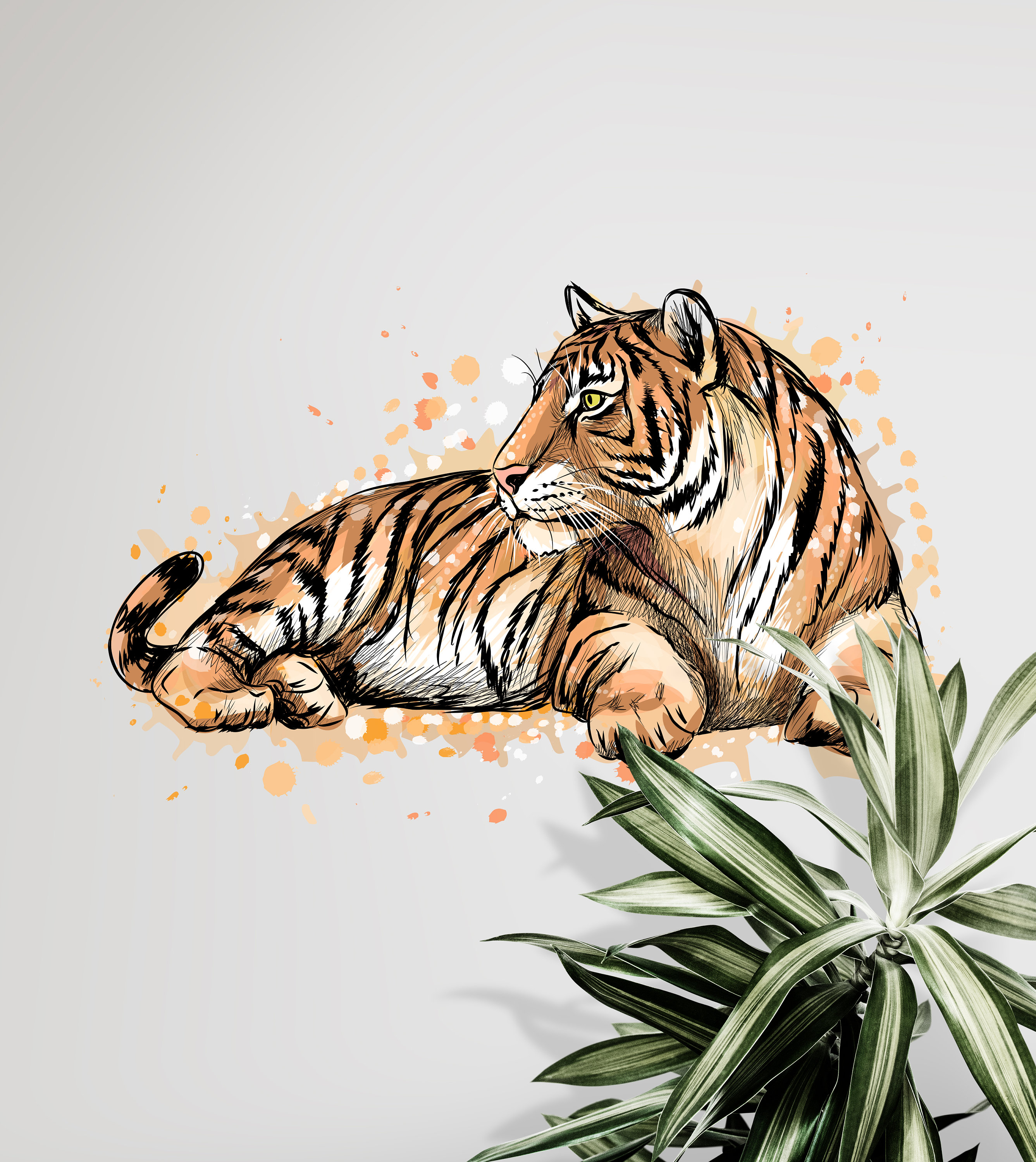 Golden Tiger Wall Decal | Removable Vinyl Home Decor Sticker | Fierce ...