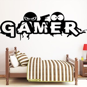 Calcomanía de pared para gamers, calcomanía de pared para videojuegos, calcomanía de pared para controlador, arte de pared para sala de juegos 1459re