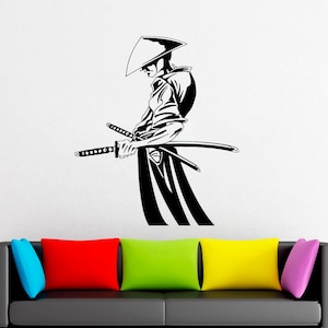 Samurai and Ninja Fighting Samurai Ninja Martial Arts Gift Office Mans Gift Wall Decal Vinyl Decor Sticker Bedroom Handmade 4266