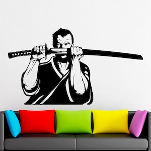 Samurai and Ninja Fighting Samurai Ninja Martial Arts Gift Office Mans Gift Wall Decal Vinyl Decor Sticker Bedroom Handmade 4255