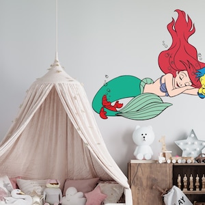 Princess Ariel Wall Decal  Little Mermaid Wall Decor Cartoon Wall Sticker  Wall Decor for Girls Bedroom cus169