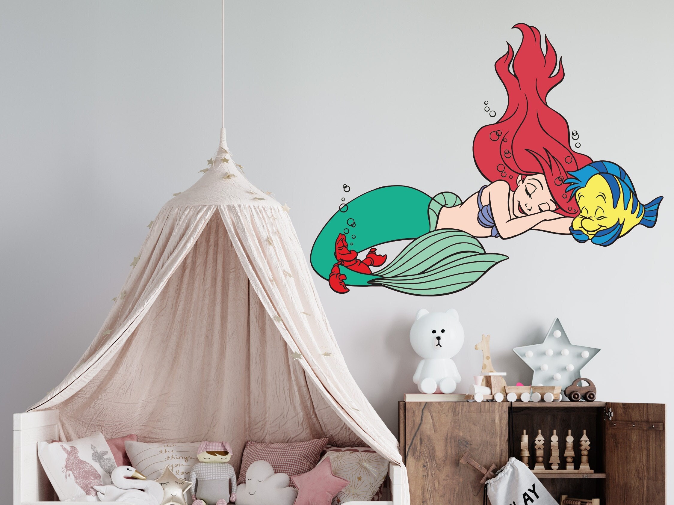 Princess Ariel Wall Decal Little Mermaid Wall Decor Cartoon Etsy