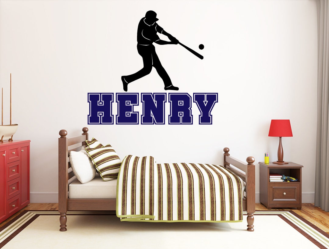 Personalized Baseball Name Wall Decal: Sports Vinyl Sticker, BB30 - Etsy