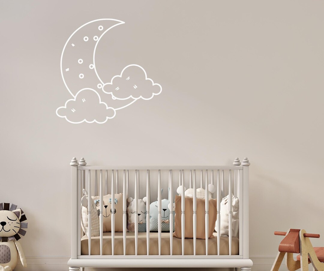 Moon and Stars Nursery Wall Decal: Sky Clouds Decor 4353 - Etsy