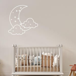 Moon & Stars Wall Decal Sky Clouds Wall Decor for Nursery Moon Wall Sticker 4353