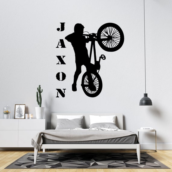 Personalized Name BMX Bike Wall Decal Bicycle Wall Sticker Bike