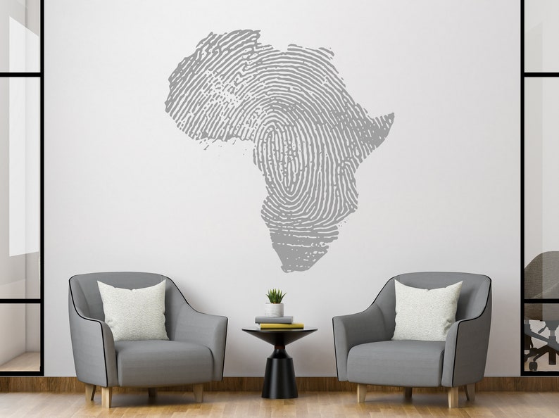 Africa Map Fingerprint Wall Decal Africa Continent Wall Etsy