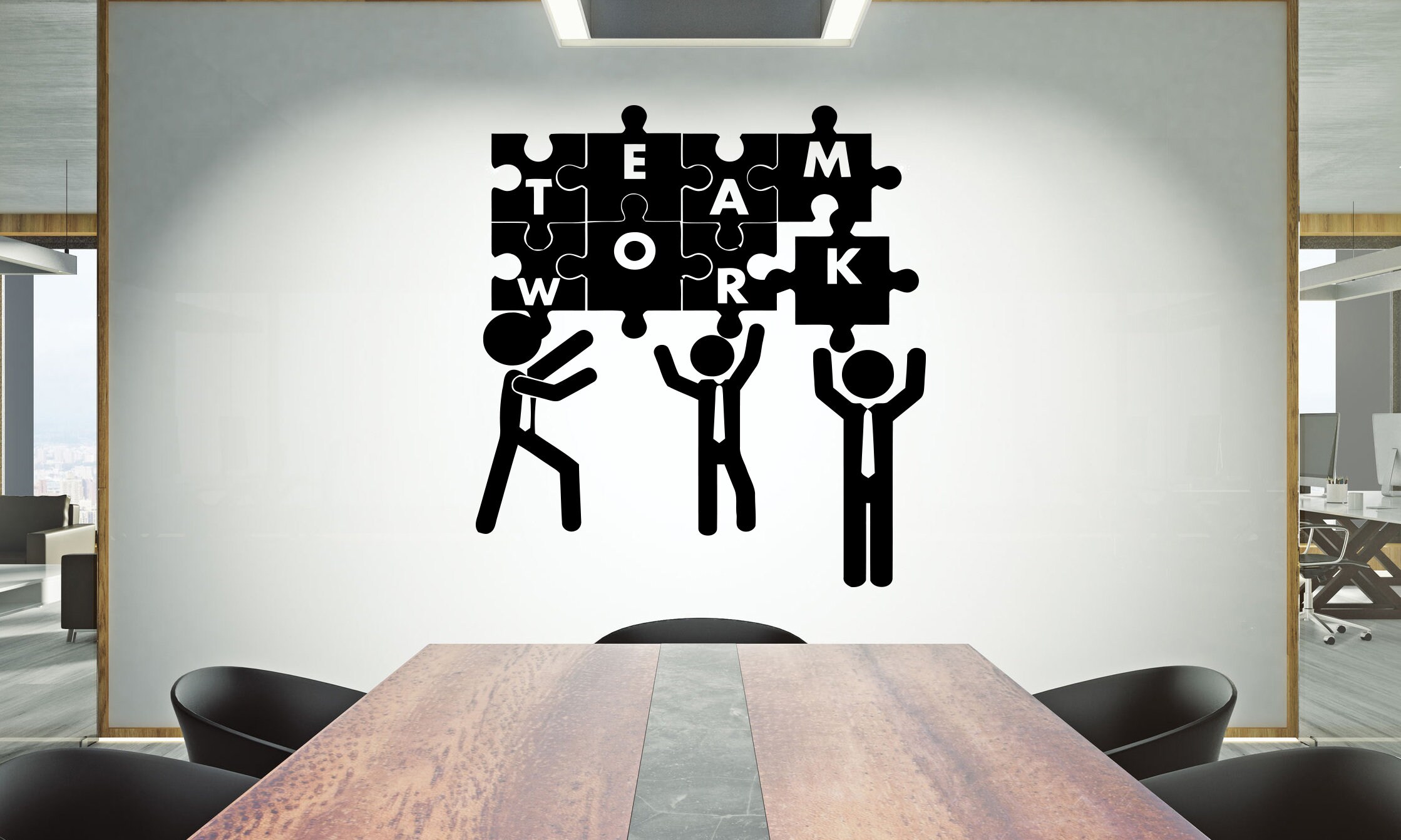 Teamwork Puzzle Vinyl Wall Decal: Office Decor 899re - Etsy