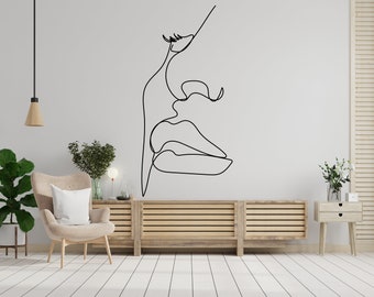 Abstract Silhouette Flow | One Line Art Wall Decal | Modern Salon Decor | LA14