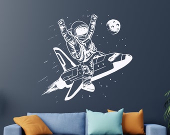 Astronaut Wall Decal | Outer Space Wall Decal | Custom Name Wall Decal | Decal for Nursery AST43