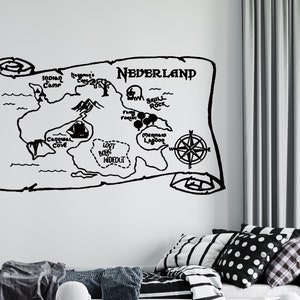 Sticker mural carte au trésor | Carte au trésor pour enfants | Sticker mural carte de pirate | Décoration murale pirate pm6