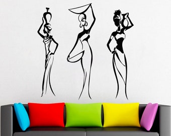 African style Wall Decal Window Sticker Beauty Salon Woman Face Africa  Afro American 2332
