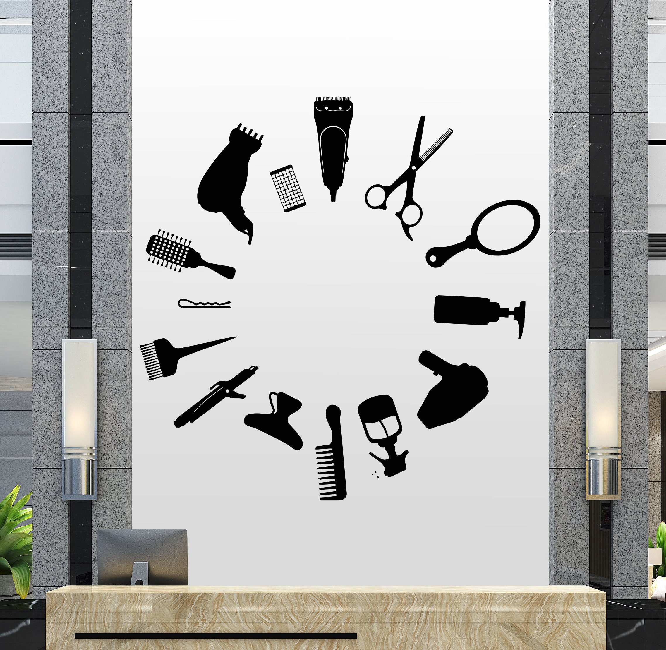 Large Hair Salon Wall Decal - 45x56 Inch Vinyl Sticker For Barbershop & Stylist Decor