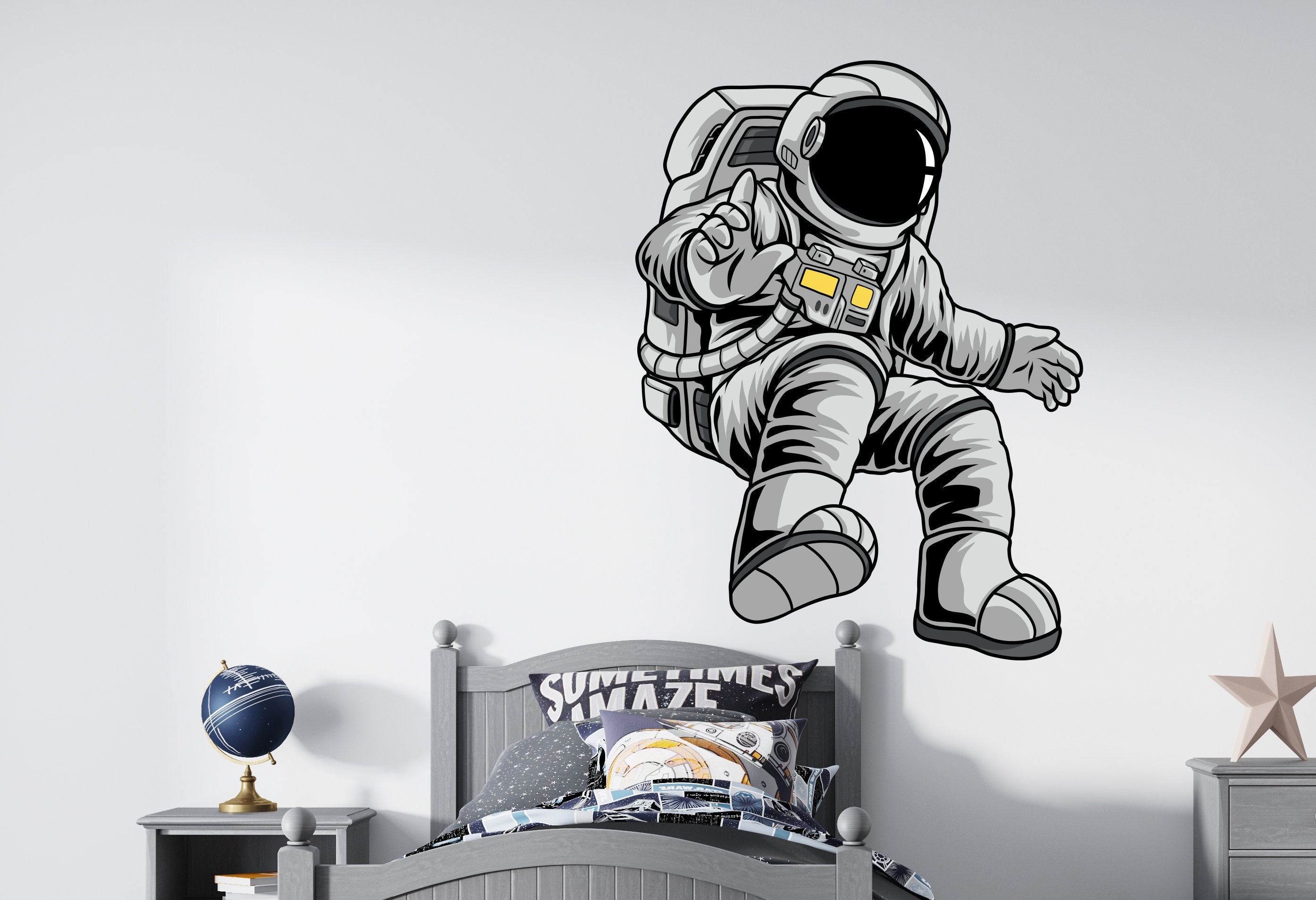 Astronaut Wall Decal Outer Space Wall Decor for Kids Bedroom Etsy UK