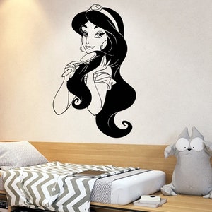 Wandtattoo Prinzessin Jasmin | Aladdin Wanddekor | Cartoon Wandaufkleber | Wanddekoration für Mädchenzimmer 4037