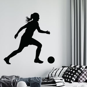 Girl Soccer Wall Decal | Soccer Player Wall Sticker | Soccer Wall Decor | sc32