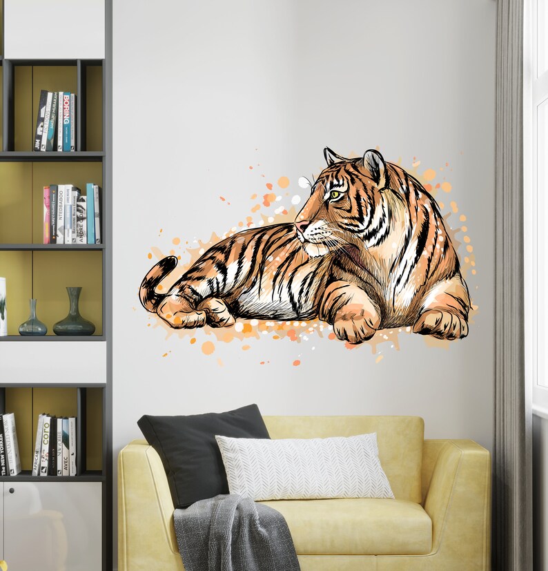 Golden Tiger Wall Decal | Removable Vinyl Home Decor Sticker | Fierce ...