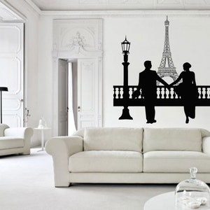 Calcomanía de pared de París / Adhesivo de pared con el horizonte de París / Arte de pared de la Torre Eiffel / Decoración de pared de la Torre Eiffel 2759