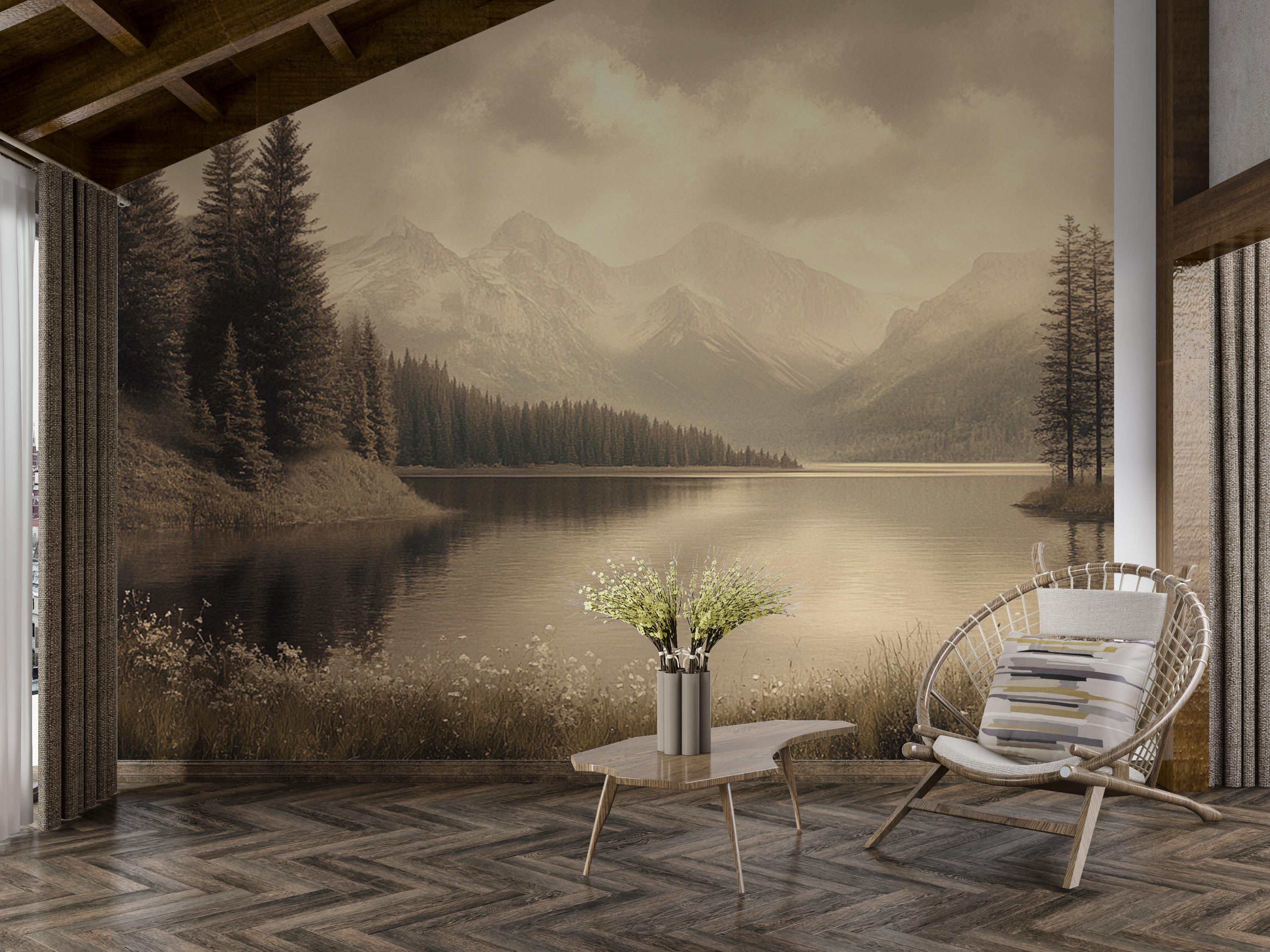 Serene Mountain Lake Mural - Peel and Stick Wallpaper, Nature Wall ...