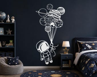 Astronaut Planet Balloons Wall Decal - Custom Nursery Decor ast3