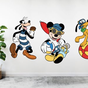 Mickey Mouse and Friends Wall Decal | Mickey Mouse Goofy Pluto Sticker | Mickey Mouse Summer Beach Theme Nursery CUS190