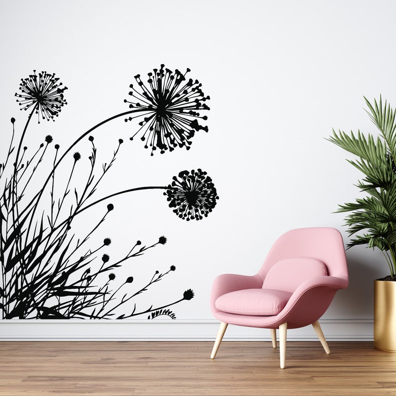 Dandelion Wall Decal Flower Wall Decal Dandelion Flower Etsy