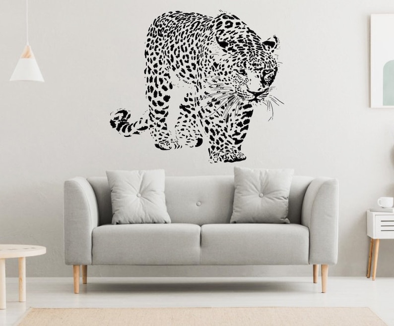 Leopard Wall Decal Leopard Wall Sticker Leopard Wall Decor Etsy