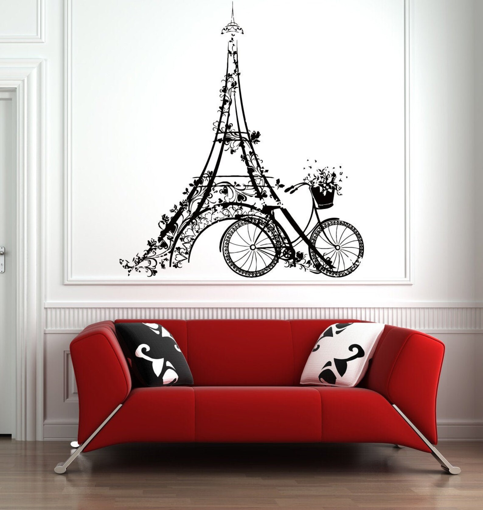 Paris Wall Decal Paris Skyline Wall Sticker Eiffel Tower Etsy