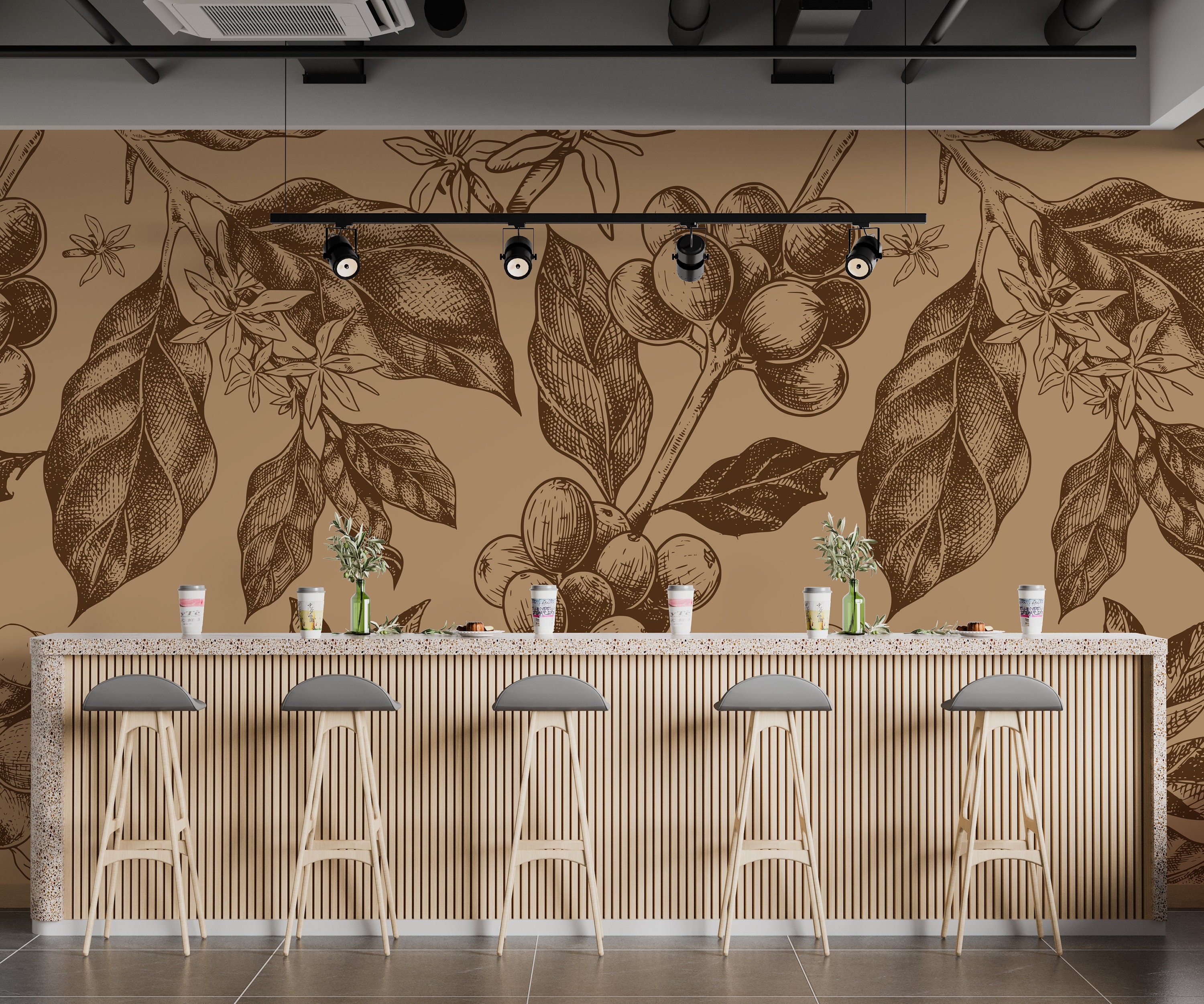 Coffee Peel and Stick Wallpaper for Coffee Shop Self Adhesive - Etsy