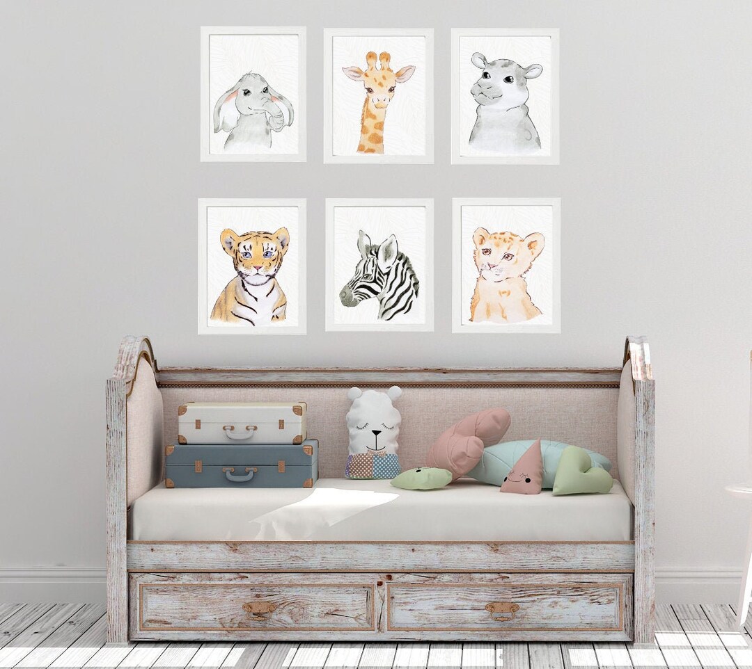Safari Baby Animals Prints | Animal Wall Decor for Nursery | Set of 6 ...