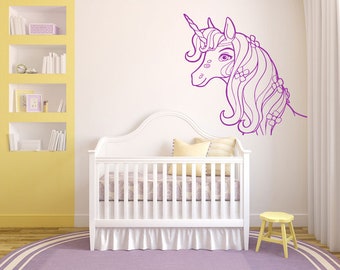 Unicorn Wall Decal: Pegasus Horse Nursery Decor 612b