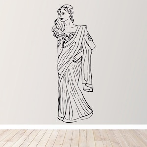 Beautiful Indian Woman in Saree Dress Wall Decal (Saree6)