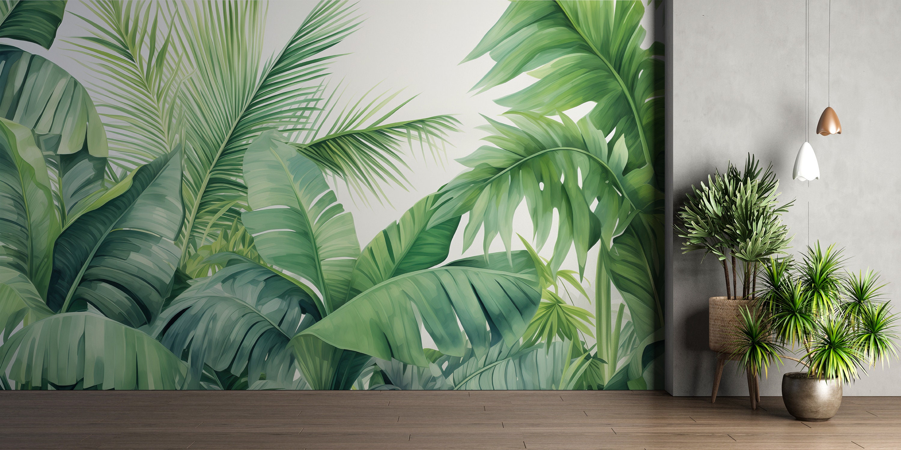 Jungle Leaves Mural | Peel & Stick Tropical Green Wallpaper | Removable ...