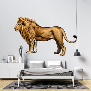 Calcomanía de pared de león / Adhesivo de pared de león a todo color / Decoración de pared de león TGC20
