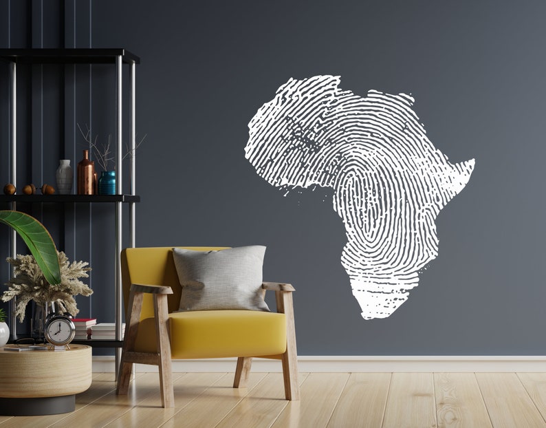 Africa Map Fingerprint Wall Decal Africa Continent Wall Etsy