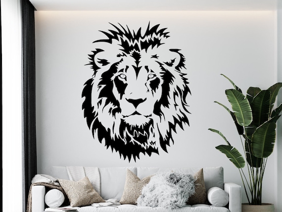 Lion Wall Decal Lion Muur Sticker Leeuw Muur Decor JG15 Etsy